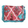 POWELL CRAFT BLOCK PRINTED PINK & BLUE FLORAL QUILTED MAKE UP BAG
