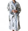 Powell Craft Flower Waffle Dressing Gown In Blue/white In Blue