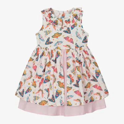Powell Craft Kids' Girls Pink Cotton Butterfly Print Dress