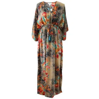 Powell Craft 'merida' Colourful Floral Batwing Dress In Multi