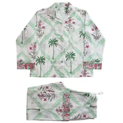 Powell Craft Pink Palms Print Ladies Pyjamas