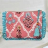 POWELL CRAFT PINK QUILTED MAKE UP BAG WITH RUFFLE TRIM