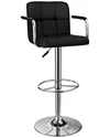 Powell Jasper Black And Chrome Quilted Barstool In Black