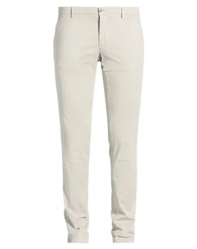 Powell Man Pants Light Grey Size 38 Cotton, Elastane In Green