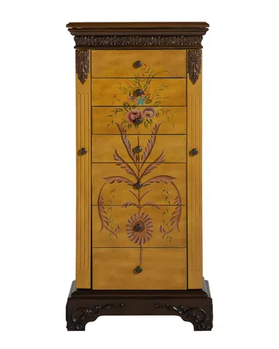 Powell Marfa 41in Antique Jewelry Armoire In Yellow