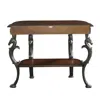 Powell Masterpiece Floral Demilune Console Table With Horse Head, Hoofed-foot Cast Legs & Display Shelf In Brown