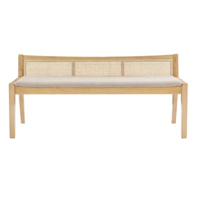 Powell Nassau Rattan Cane Bench With Back, Beige In Brown