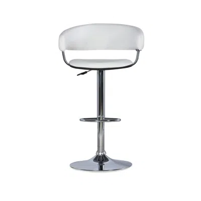Powell White Faux Leather Barrel & Chrome Adjustable Height Bar Stool