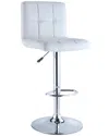 Powell White Quilted Faux Leather & Chrome Adjustable Bar Stool