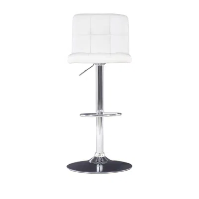Powell White Quilted Faux Leather & Chrome Adjustable Height Bar Stool