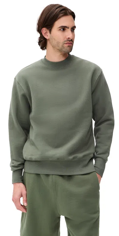 Power Goods Loopback Crewneck Sweatshirt Olive In Green