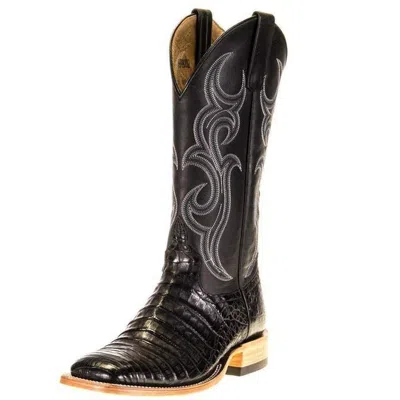 Pre-owned Power Men's Horse  By Anderson Bean Western Exotic Boots Hp8002 Caiman In Black