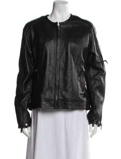 Pre-owned Power Trip Leather Faux Fur Jacket In Black