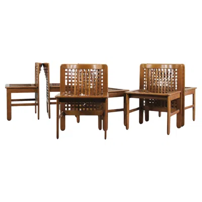 Pre-owned Pozzi & Verga Titina Ammannati And Giampiero Vitelli Six Transenna Chairs By  70s In Brown