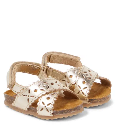 Pèpè Baby Cutout Metallic Leather Sandals In Gold