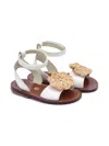 Pèpè Colette Floral-embellished Leather Sandals In White