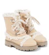 Pèpè Faux Shearling-trimmed Leather Boots In Beige