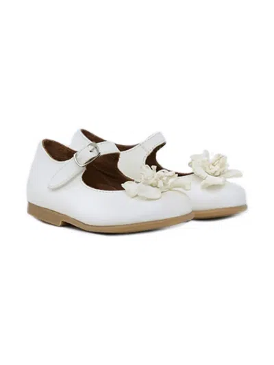 Pèpè Kids' Floral-appliqué Ballerina Shoes In White