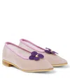 Pèpè Floral-appliqué Mesh Ballet Flats In Purple