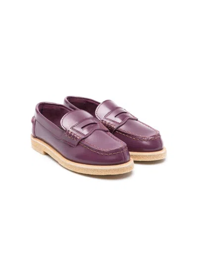 Pèpè Kids' François Leather Loafers In Purple