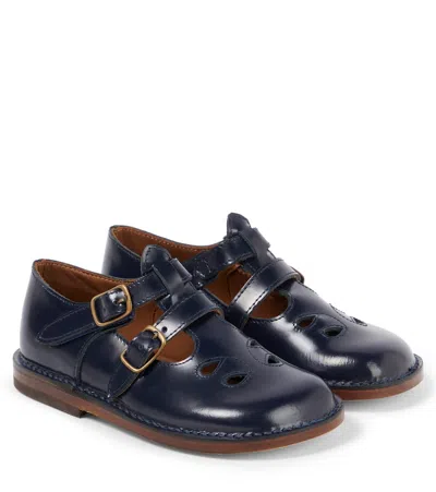Pèpè Kids' Gabriel Cutout Leather Loafers In Blue