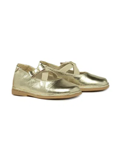 Pèpè Babies' Laminated Ballerina Shoes In 金色