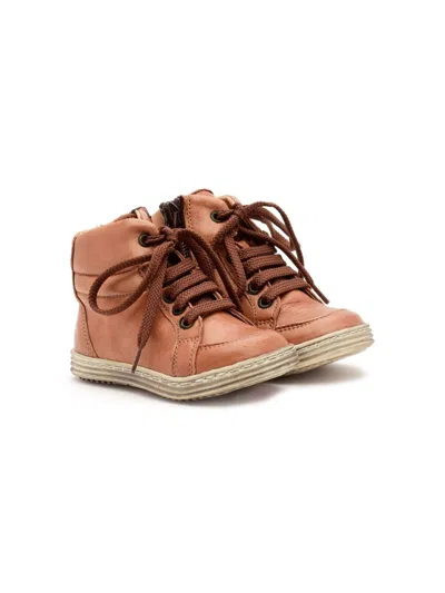 Pèpè Kids' Leather Ankle Boots In Brown