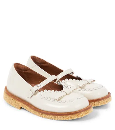 Pèpè Kids' Leather Ballet Flats In White