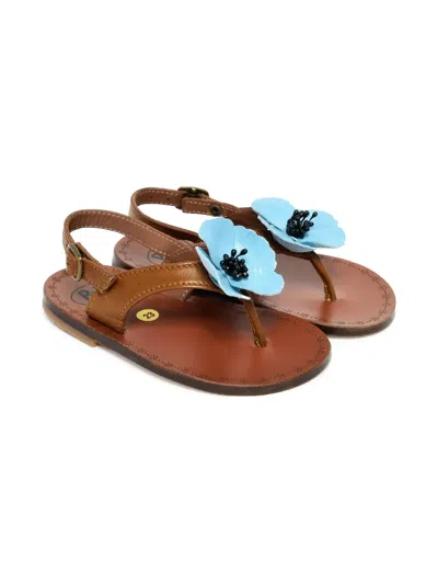 Pèpè Kids' Leather Sandals In Brown
