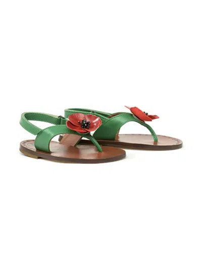 Pèpè Kids' Leather Sandals In Green