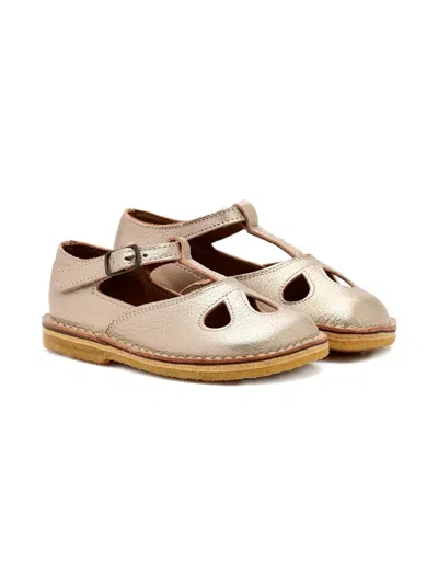 Pèpè Lucy Metallic Leather T-bar Sandals In Gold