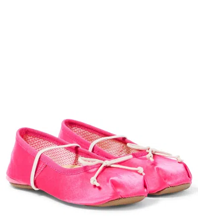 Pèpè Kids' Bow-detail Satin Ballet Flats In Pink