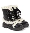 Pèpè Faux Shearling-trimmed Leather Boots In Black