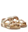 Pèpè Floral Metallic Leather Sandals In Gold