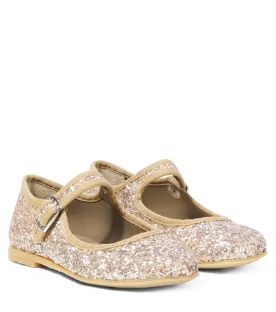 Pèpè Kids' Galassia Glitter Ballet Flats In Gold