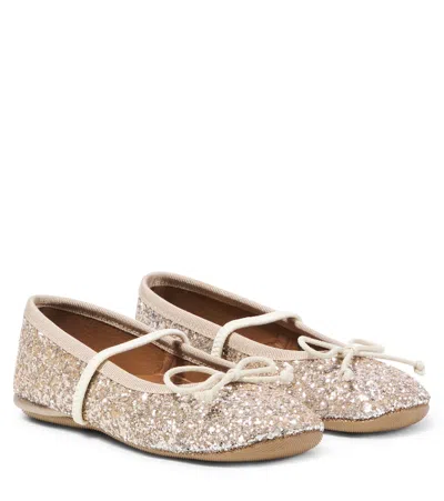 Pèpè Kids' Galassia Glitter Ballet Flats In Gold