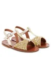 Pèpè Glitter Leather Sandals In Gold