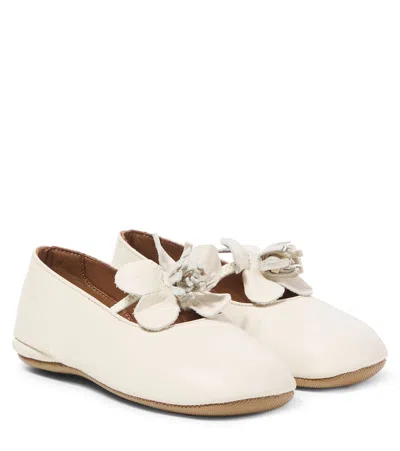 Pèpè Kids' Leather Ballet Flats In Grey