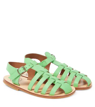 Pèpè Kids'  Leather Sandals In Green