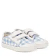 Pèpè Leather-trimmed Gingham Sneakers In Blue