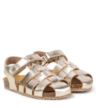 Pèpè Kids' Metallic Leather Sandals In Gold