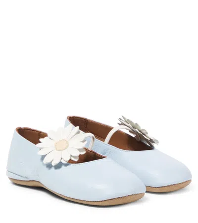 Pèpè Kids'  Soufflé Leather Ballet Flats In Blue