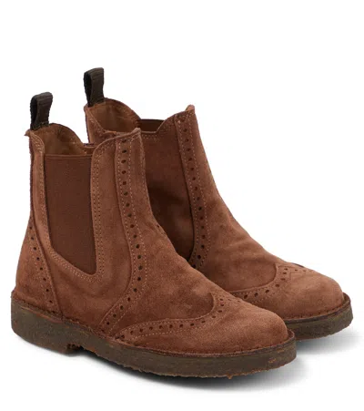 Pèpè Kids' Suede Chelsea Boots In Brown