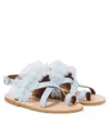 Pèpè Tulle-trimmed Leather Snadals In Blau