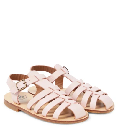 Pèpè Kids' Vitello Leather Sandals In Pink
