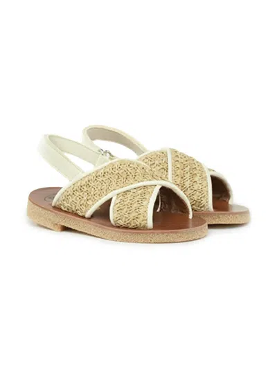 Pèpè Kids' Raffia Sandals In Neutrals