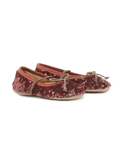Pèpè Kids' Sequin Ballerina Shoes In Red