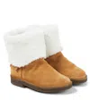 Pèpè Shearling-trimmed Suede Ankle Boots In Brown