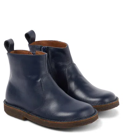 Pèpè Kids' Softy Leather Ankle Boots In Blue