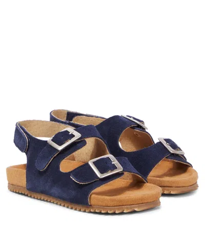 Pèpè Kids' Suede Sandals In Blue